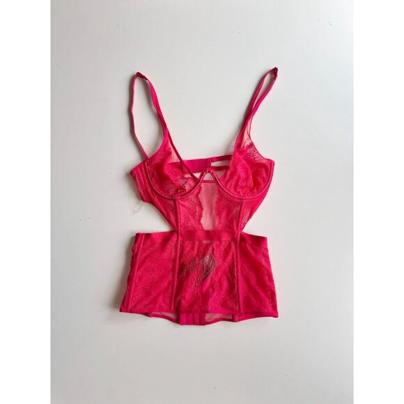 VICTORIA'S SECRET Red Mesh Lace Bustier Top, Size XS - Picture 5 of 11